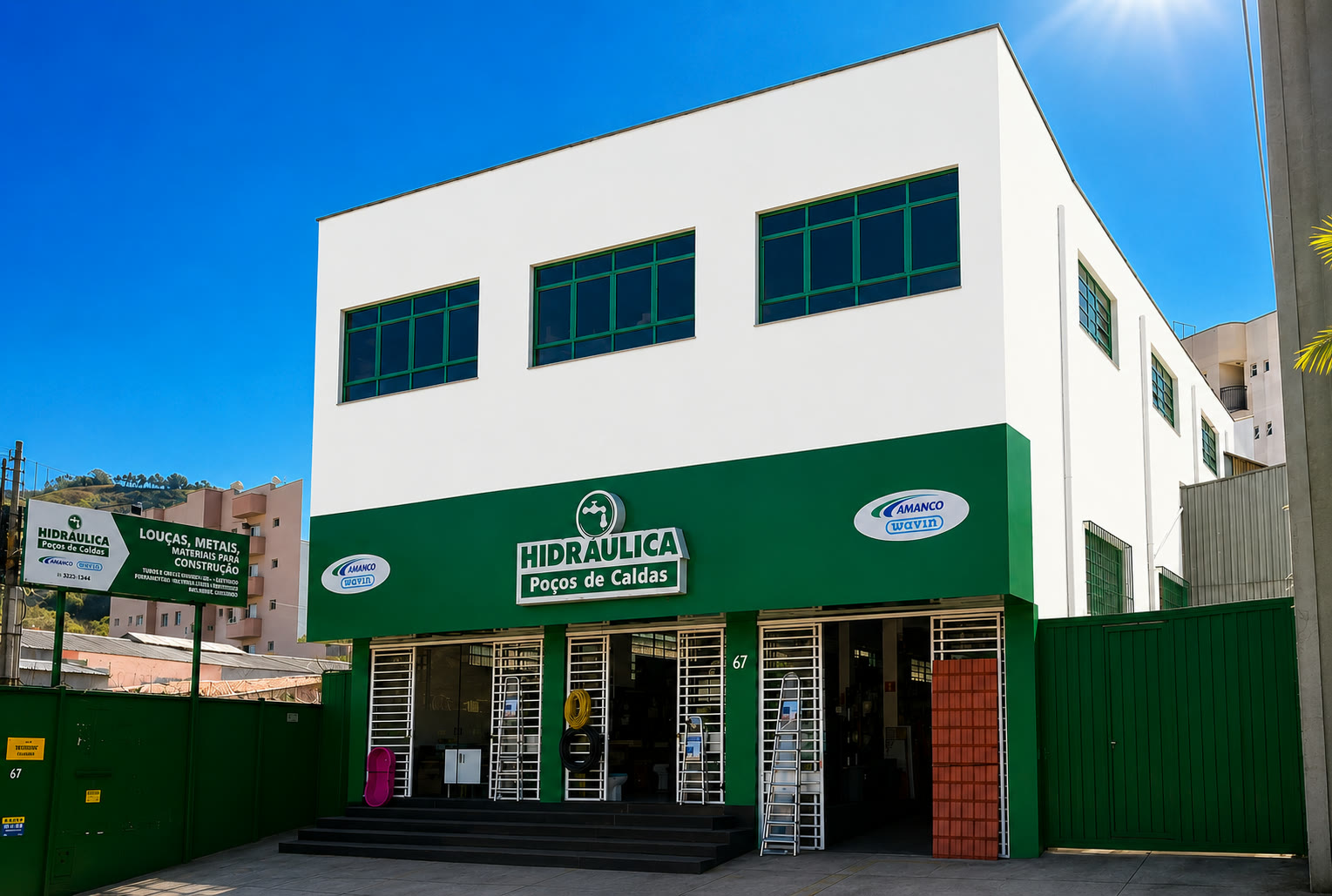 Fachada da Hidráulica Poços de Caldas, Av. José Remígio Prezia, 67